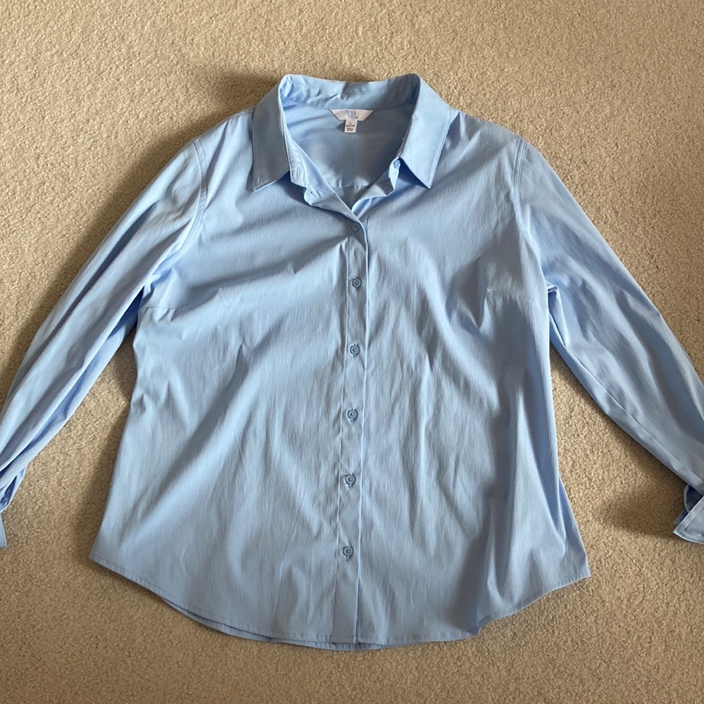 Formal Blue Long Sleeve Button Down Shirt Size L